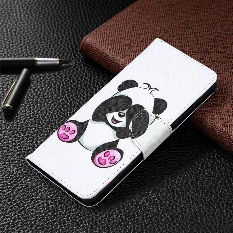 Modèle D'impression de Portefeuille Shell Flip Leather Phone Shell Pour Samsung Galaxy A42 5G - Bébé Panda