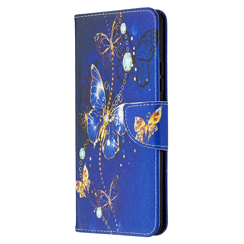 Pattern Printing Wallet Stand Flip Leather Phone Shell for Samsung Galaxy A42 5G - Crystal Butterflies