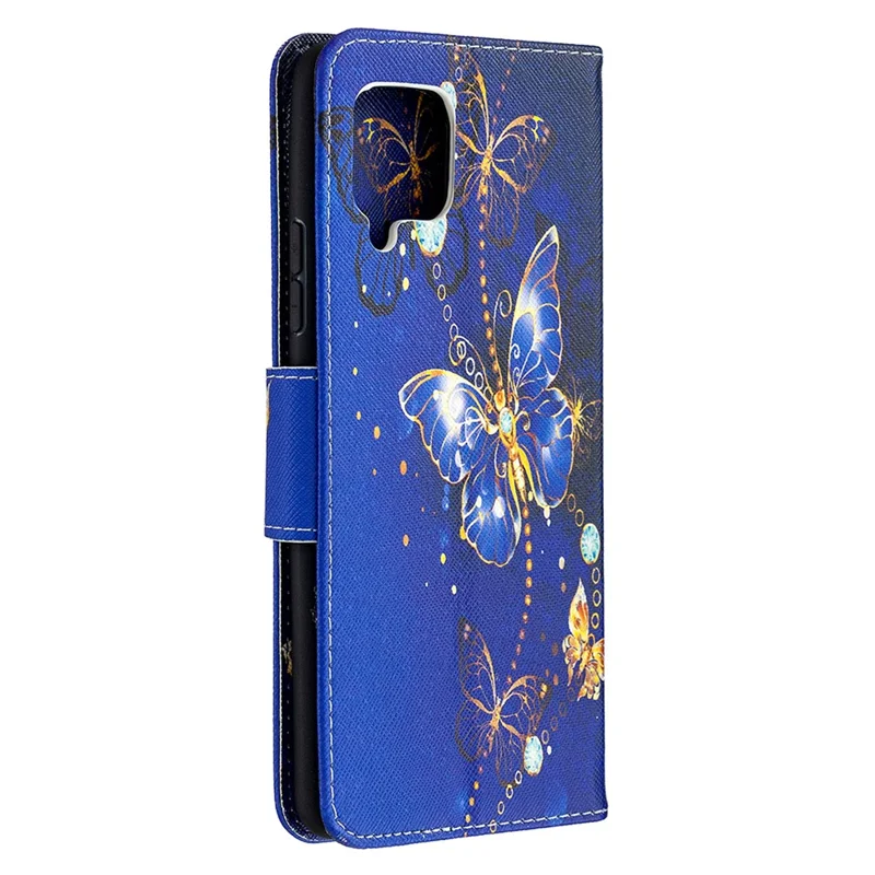 Pattern Printing Wallet Stand Flip Leather Phone Shell for Samsung Galaxy A42 5G - Crystal Butterflies
