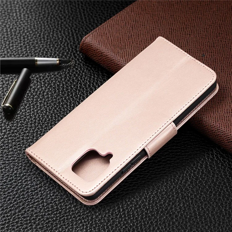 Impronta di farfalle con custodia in pelle portafoglio per Samsung Galaxy A42 5G - Rosa Oro
