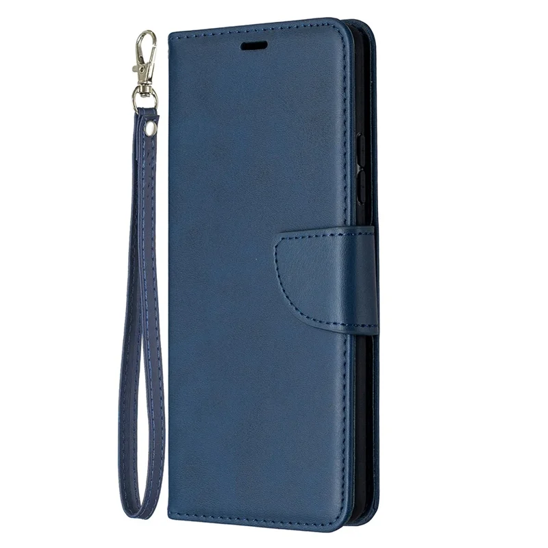 Plain PU Leather Wallet Phone Cover Shell for Samsung Galaxy A42 5G - Blue