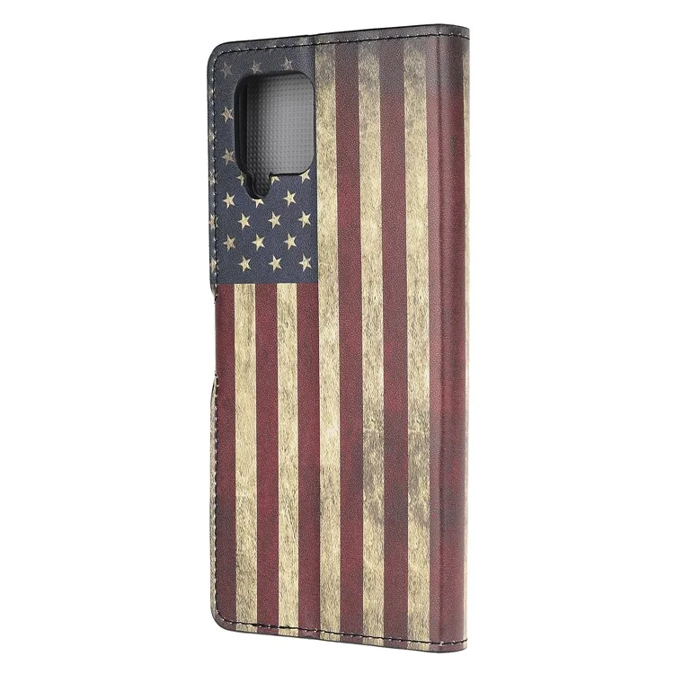 Pattern Printing Wallet Leather Phone Cover Case for Samsung Galaxy A42 5G - American Flag