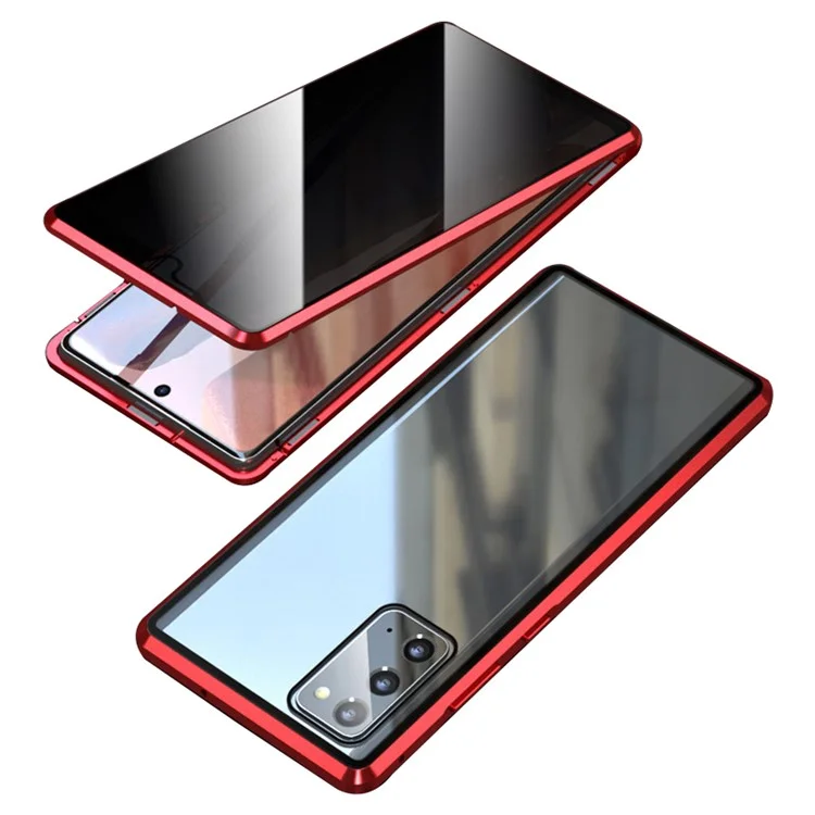 Anti-peep Magnetic Installation Metal Frame + Tempered Glass Hybrid Case for Samsung Galaxy S20 FE/Fan Edition/S20 FE 5G/Fan Edition 5G/S20 Lite/S20 FE 2022 - Vermelho