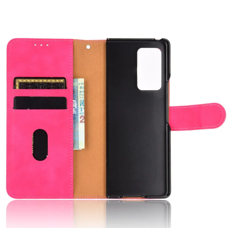 Skin-touch Leather Wallet Flip Case for Samsung Galaxy Z Fold2 5G - Rose