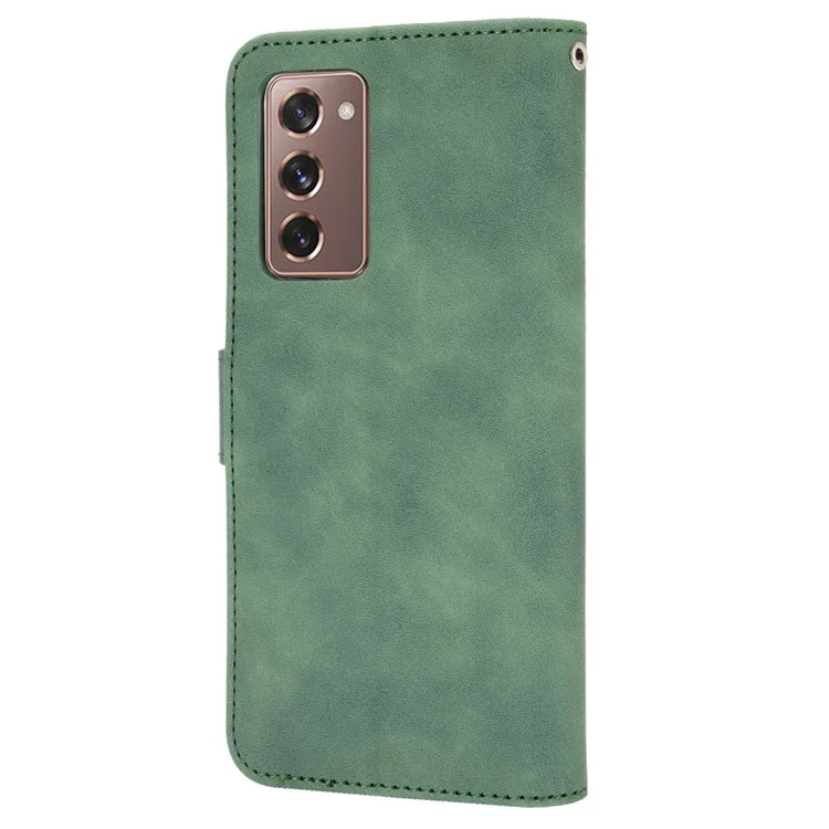 Portefeuille en Cuir à Touche Pour la Peau Pour Samsung Galaxy Z Fold2 5G - Vert