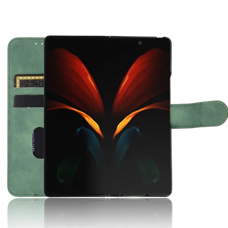 Portefeuille en Cuir à Touche Pour la Peau Pour Samsung Galaxy Z Fold2 5G - Vert