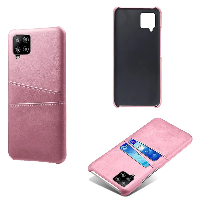 KSQ PU Leather Coated Hard PC Cover with Double Card Slots for Samsung Galaxy A42 5G - Rose Gold