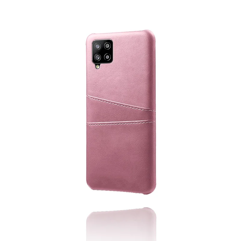 KSQ PU Leather Coated Hard PC Cover with Double Card Slots for Samsung Galaxy A42 5G - Rose Gold