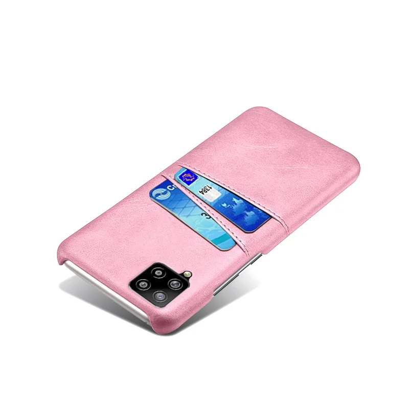 KSQ PU Leather Coated Hard PC Cover with Double Card Slots for Samsung Galaxy A42 5G - Rose Gold
