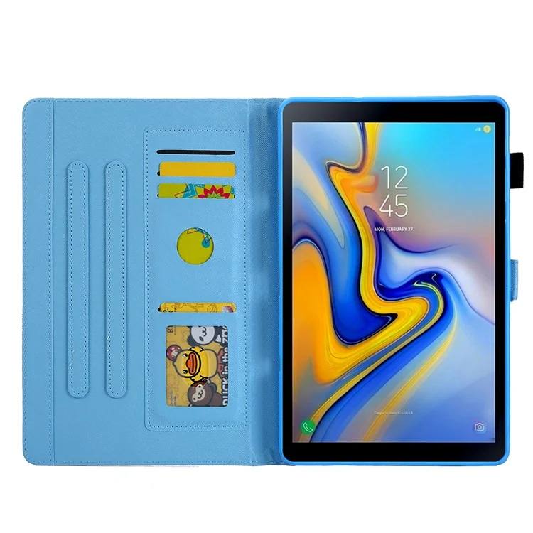 Узорная Подставка Кожаная Защитная Оболочка Для Samsung Galaxy Tab A 8.0 Wi-Fi (2019) SM-T290 / T295 - Цветок / Бабочка