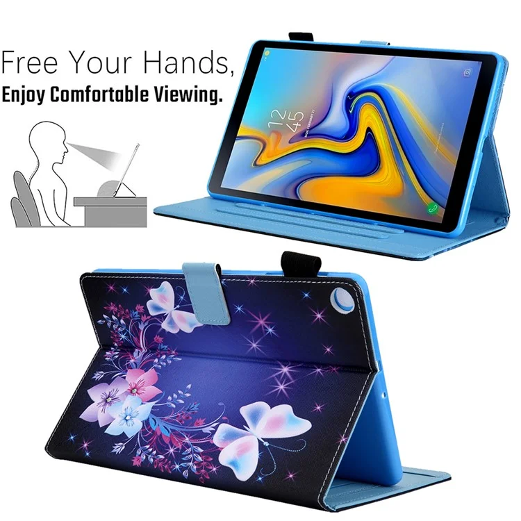 Gemusterter Stand-Leder-Schutzschale für Samsung Galaxy Tab A 8.0 Wi-Fi (2019) SM-T290/T295 - Blume/Schmetterling