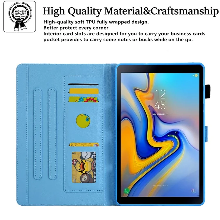 Gemusterter Stand-Leder-Schutzschale für Samsung Galaxy Tab A 8.0 Wi-Fi (2019) SM-T290/T295 - Blume/Schmetterling
