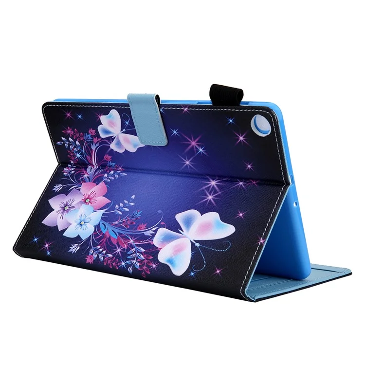Gemusterter Stand-Leder-Schutzschale für Samsung Galaxy Tab A 8.0 Wi-Fi (2019) SM-T290/T295 - Blume/Schmetterling
