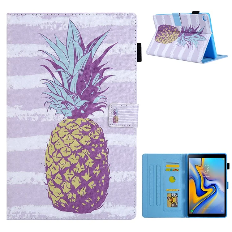 Patterned Stand Leather Protector Case for Samsung Galaxy Tab A7 10.4 (2020) / (2022) SM-T500 / T505 Shell - Pineapple