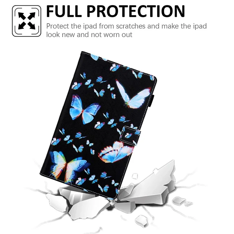 Musted Stand Leather Protector Cover Für Samsung Galaxy Tab A7 10.4 (2020) SM-T500 / T505 - Blauer Schmetterling