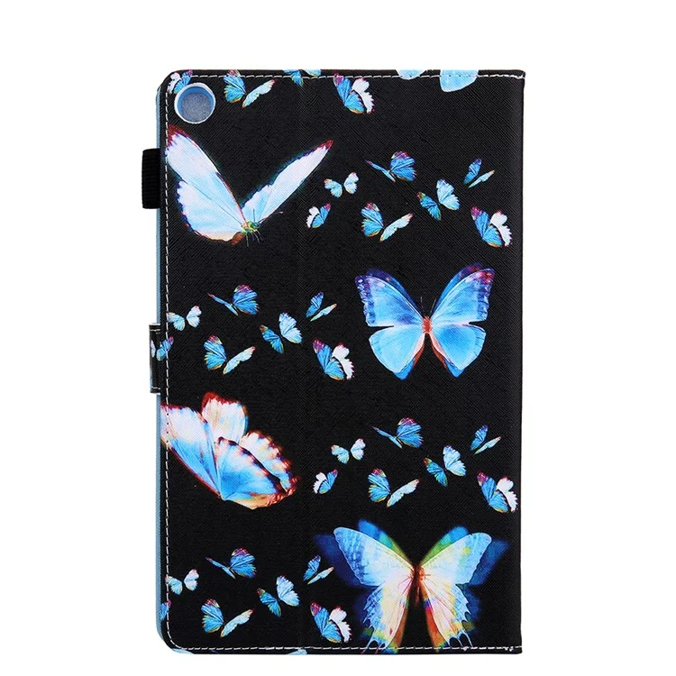 Gemusterter Lederständer Schutzhülle für Samsung Galaxy Tab A7 10.4 (2020) / (2022) SM-T500 / T505 - Blauer Schmetterling