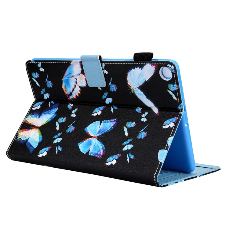 Gemusterter Lederständer Schutzhülle für Samsung Galaxy Tab A7 10.4 (2020) / (2022) SM-T500 / T505 - Blauer Schmetterling