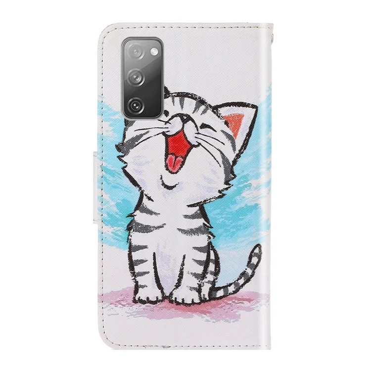 For Samsung Galaxy S20 FE/Fan Edition/S20 FE 5G/Fan Edition 5G/S20 Lite/S20 FE 2022 Pattern Printing Flip Leather Wallet Protective Case - Cute Cat