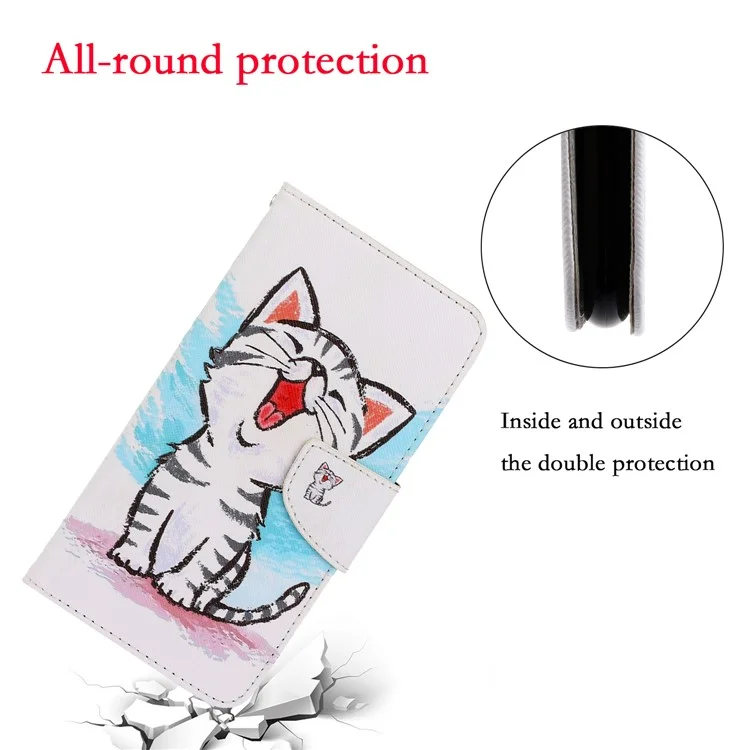 For Samsung Galaxy S20 FE/Fan Edition/S20 FE 5G/Fan Edition 5G/S20 Lite/S20 FE 2022 Pattern Printing Flip Leather Wallet Protective Case - Cute Cat