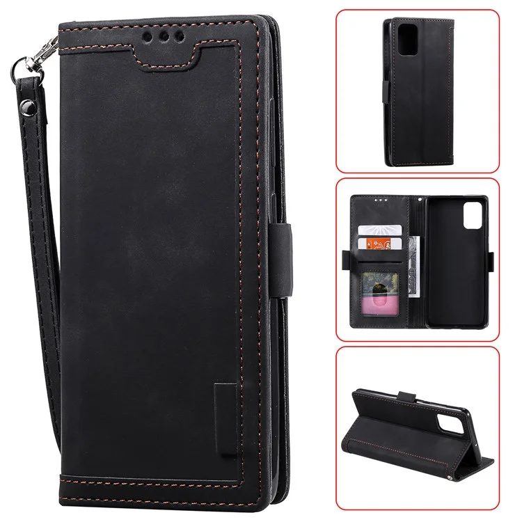 For Samsung Galaxy S20 FE/S20 Fan Edition/S20 FE 5G/S20 Fan Edition 5G/S20 Lite/S20 FE 2022 Vintage Splicing Style Wallet Stand Leather Cover Case - Black