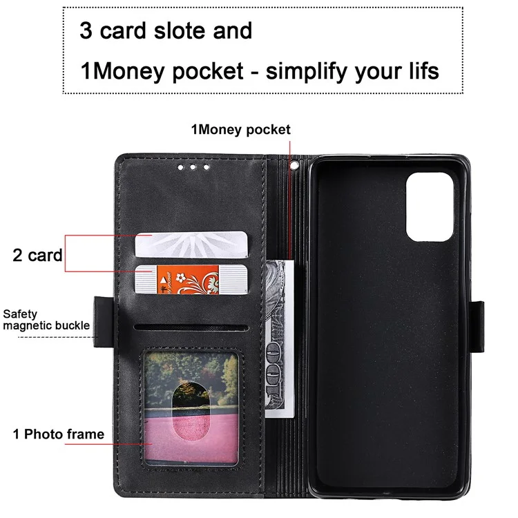 For Samsung Galaxy S20 FE/S20 Fan Edition/S20 FE 5G/S20 Fan Edition 5G/S20 Lite/S20 FE 2022 Vintage Splicing Style Wallet Stand Leather Cover Case - Black