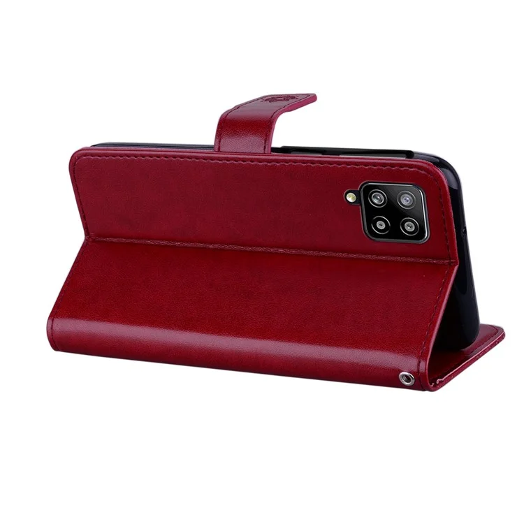 Décoration en Strass Impreinte Owl en Cuir en Cuir Portefeuille Stand Téléphone Pour Samsung Galaxy A42 5G - Rouge