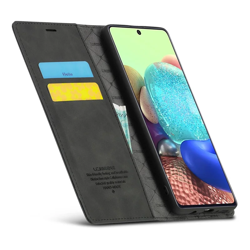 LC.IMEEKE LC Auto Absorbed Leather Wallet Stand Phone Protector for Samsung Galaxy A71 SM-A715/M70S  - Black