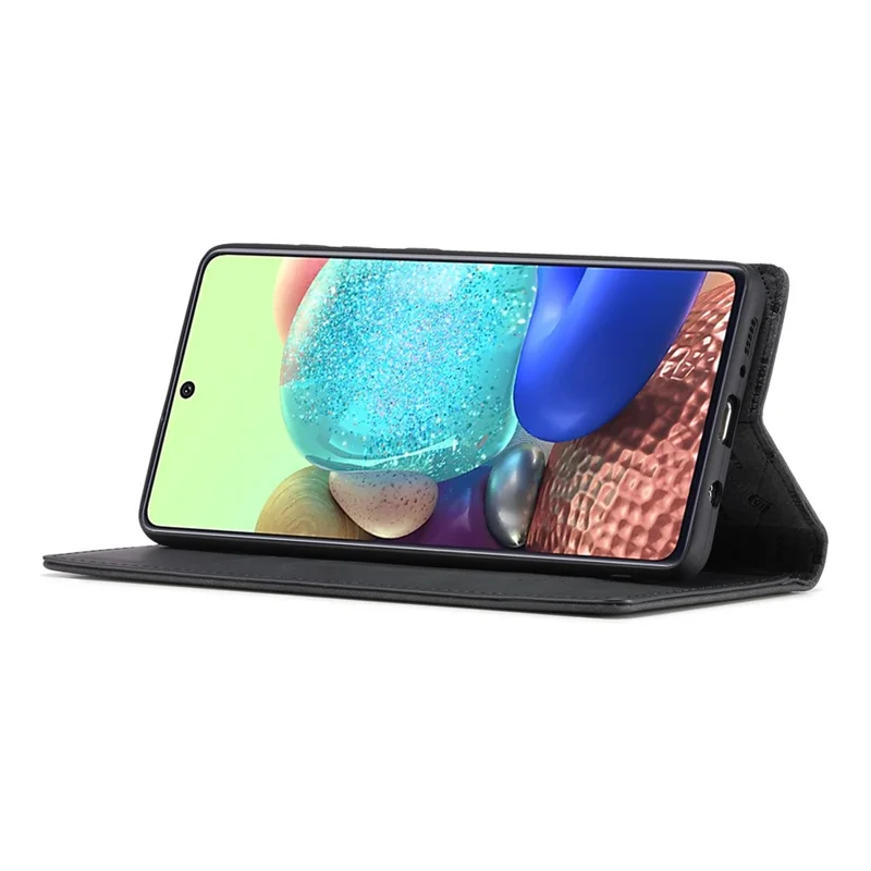 LC.IMEEKE LC Auto Absorbed Leather Wallet Stand Phone Protector for Samsung Galaxy A71 SM-A715/M70S  - Black