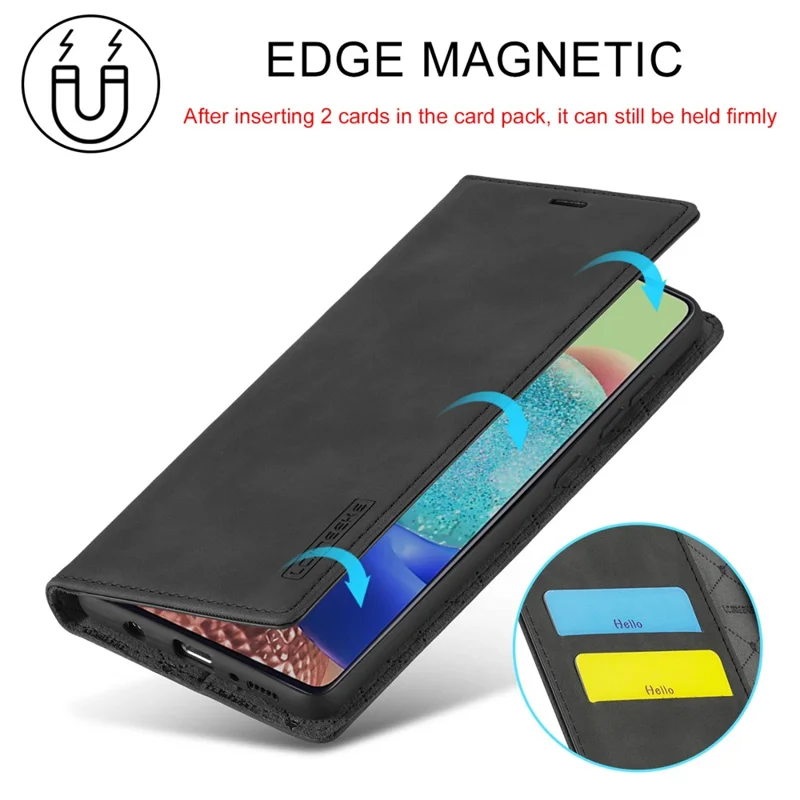 LC.IMEEKE LC Auto Absorbed Leather Wallet Stand Phone Protector for Samsung Galaxy A71 SM-A715/M70S  - Black