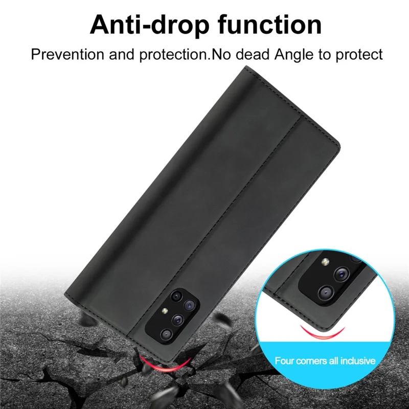 LC.IMEEKE LC Auto Absorbed Leather Wallet Stand Phone Protector for Samsung Galaxy A71 SM-A715/M70S  - Black