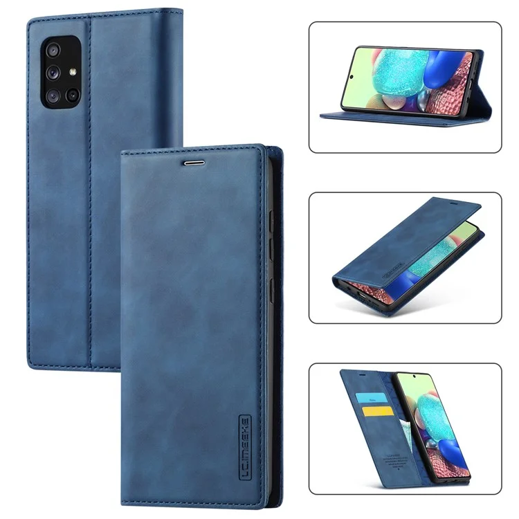 LC.IMEEKE LC Auto Absorbed Leather Wallet Stand Phone Protector for Samsung Galaxy A71 SM-A715/M70S  - Blue