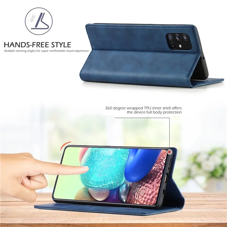 LC.IMEEKE LC Auto Absorbed Leather Wallet Stand Phone Protector for Samsung Galaxy A71 SM-A715/M70S  - Blue