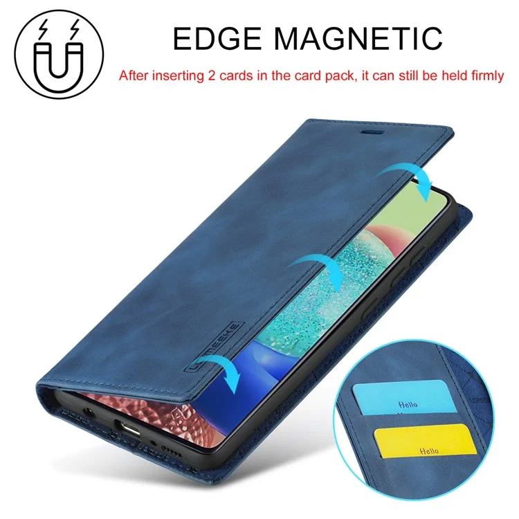 LC.IMEEKE LC Auto Absorbed Leather Wallet Stand Phone Protector for Samsung Galaxy A71 SM-A715/M70S  - Blue