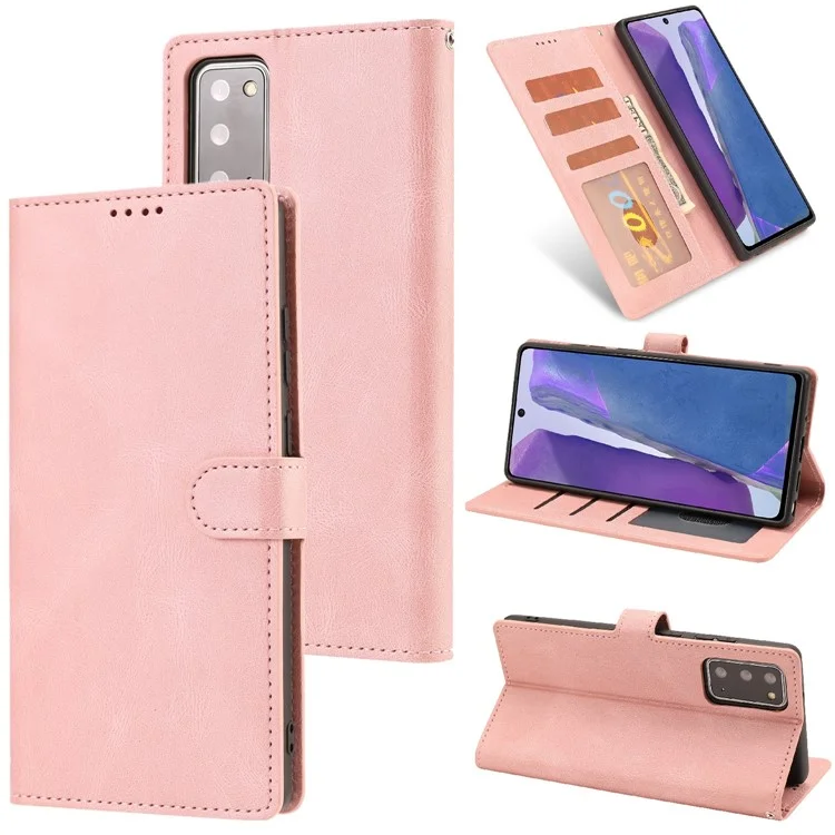 For Samsung Galaxy S20 FE/S20 Fan Edition/S20 FE 5G/S20 Fan Edition 5G/S20 Lite/S20 FE 2022 Classic Style PU Leather Phone Cover Shell with Wallet and Stand - Pink