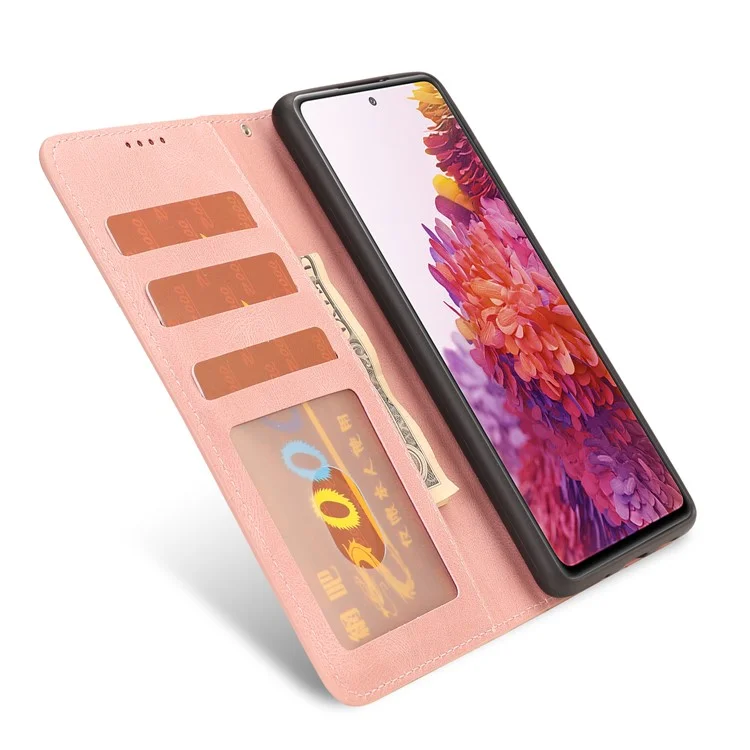 For Samsung Galaxy S20 FE/S20 Fan Edition/S20 FE 5G/S20 Fan Edition 5G/S20 Lite/S20 FE 2022 Classic Style PU Leather Phone Cover Shell with Wallet and Stand - Pink