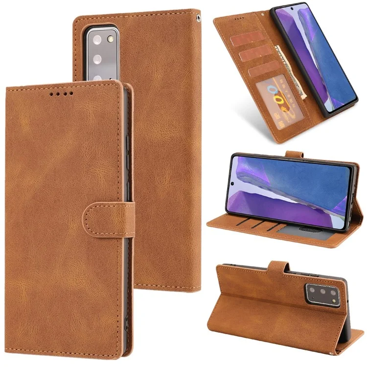 Für Samsung Galaxy S20 Fe/s20 Fan Edition/S20 fe 5G/S20 Fan Edition 5G/S20 Lite/S20 fe 2022 Klassisches PU -leder -telefonschutzschale Mit Brieftasche Und Stand - Hellbraun
