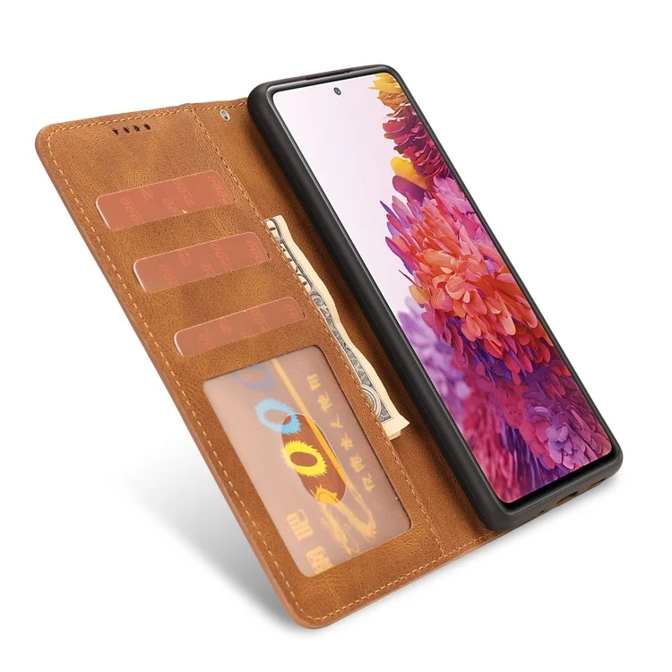 Für Samsung Galaxy S20 Fe/s20 Fan Edition/S20 fe 5G/S20 Fan Edition 5G/S20 Lite/S20 fe 2022 Klassisches PU -leder -telefonschutzschale Mit Brieftasche Und Stand - Hellbraun