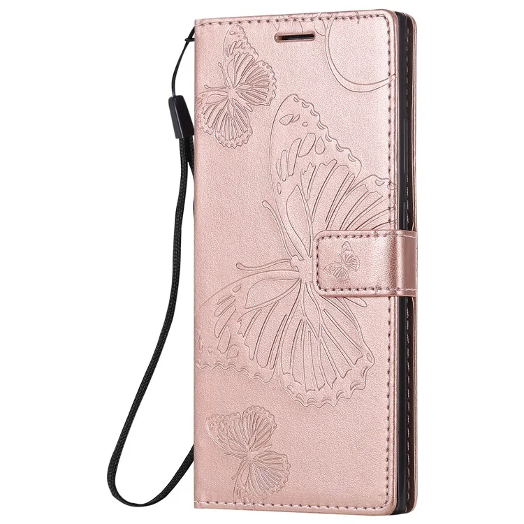 Kt-sprudelblumen-serie-2 Leder-telefonschutz Mit Schmetterlingsmuster Für Samsung Galaxy Note 20 Ultra/Note 20 Ultra 5g - Roségold