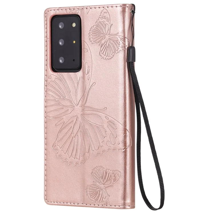 Kt-sprudelblumen-serie-2 Leder-telefonschutz Mit Schmetterlingsmuster Für Samsung Galaxy Note 20 Ultra/Note 20 Ultra 5g - Roségold