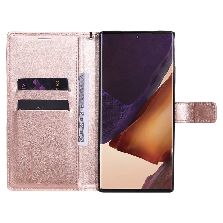 Kt-sprudelblumen-serie-2 Leder-telefonschutz Mit Schmetterlingsmuster Für Samsung Galaxy Note 20 Ultra/Note 20 Ultra 5g - Roségold