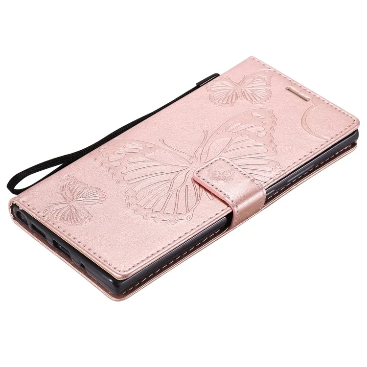 Kt-sprudelblumen-serie-2 Leder-telefonschutz Mit Schmetterlingsmuster Für Samsung Galaxy Note 20 Ultra/Note 20 Ultra 5g - Roségold