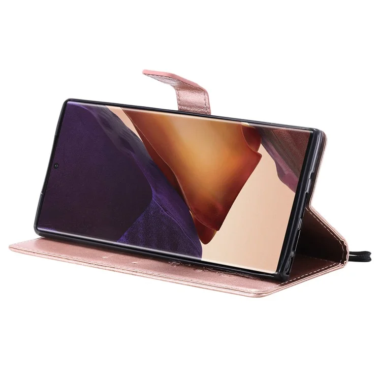 Kt-sprudelblumen-serie-2 Leder-telefonschutz Mit Schmetterlingsmuster Für Samsung Galaxy Note 20 Ultra/Note 20 Ultra 5g - Roségold