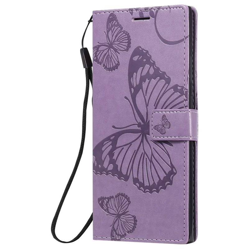 For Samsung Galaxy Note 20 Ultra / Note 20 Ultra 5G Wallet Case Floral Butterfly Imprinted Leather Phone Cover Stand - Purple
