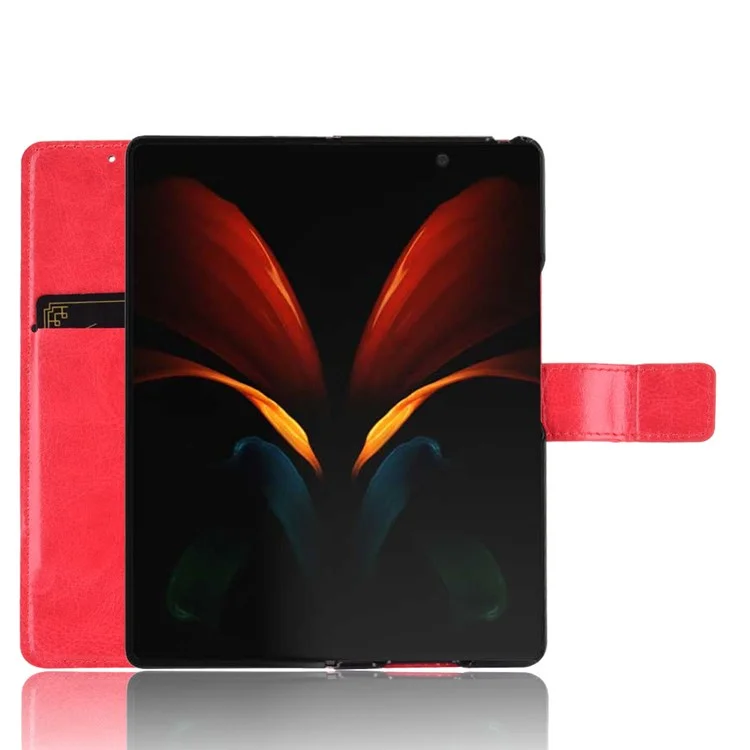Crazy Horse Horse Texture Holder Caso de Couro Samsung Galaxy Z Fold2 5g - Vermelho
