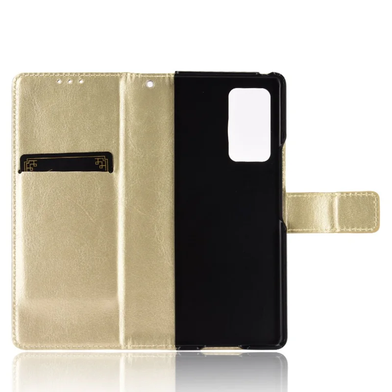 Crazy Horse Texture Card holder Leather Phone Case Samsung Galaxy Z Fold2 5G - Gold