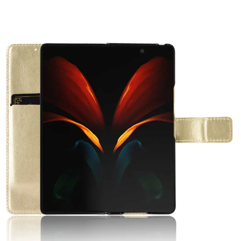 Crazy Horse Texture Card holder Leather Phone Case Samsung Galaxy Z Fold2 5G - Gold
