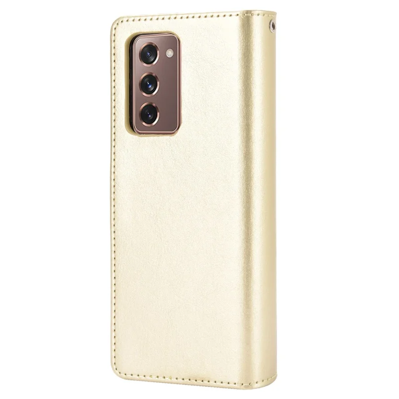 Crazy Horse Texture Card holder Leather Phone Case Samsung Galaxy Z Fold2 5G - Gold
