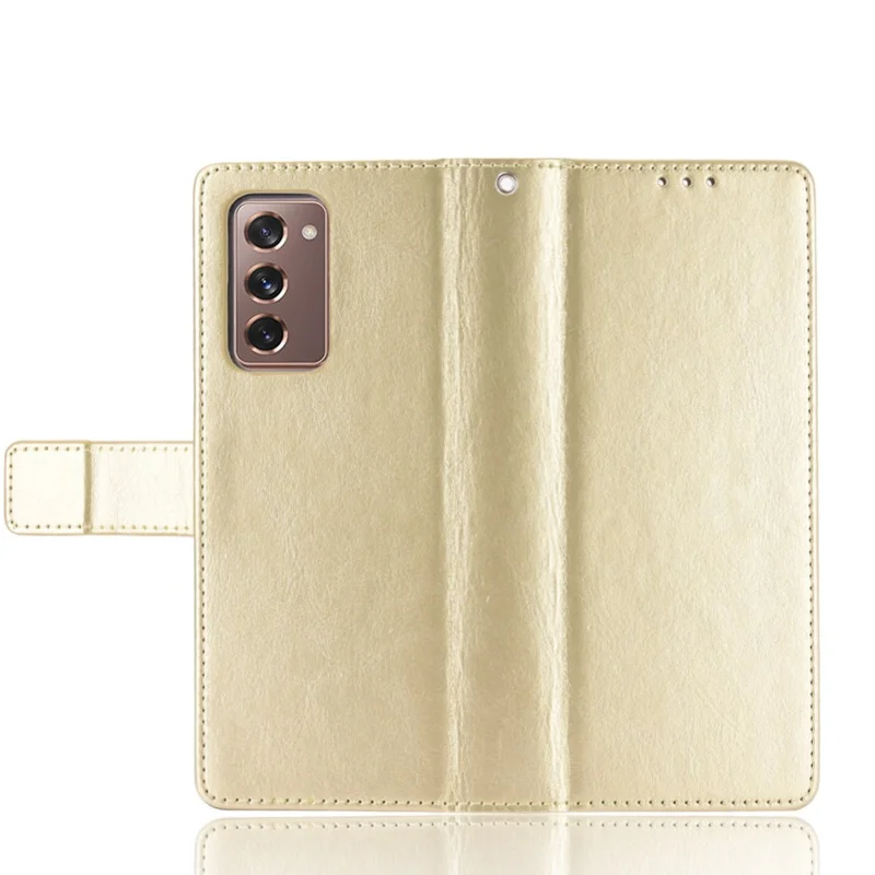 Crazy Horse Texture Card holder Leather Phone Case Samsung Galaxy Z Fold2 5G - Gold