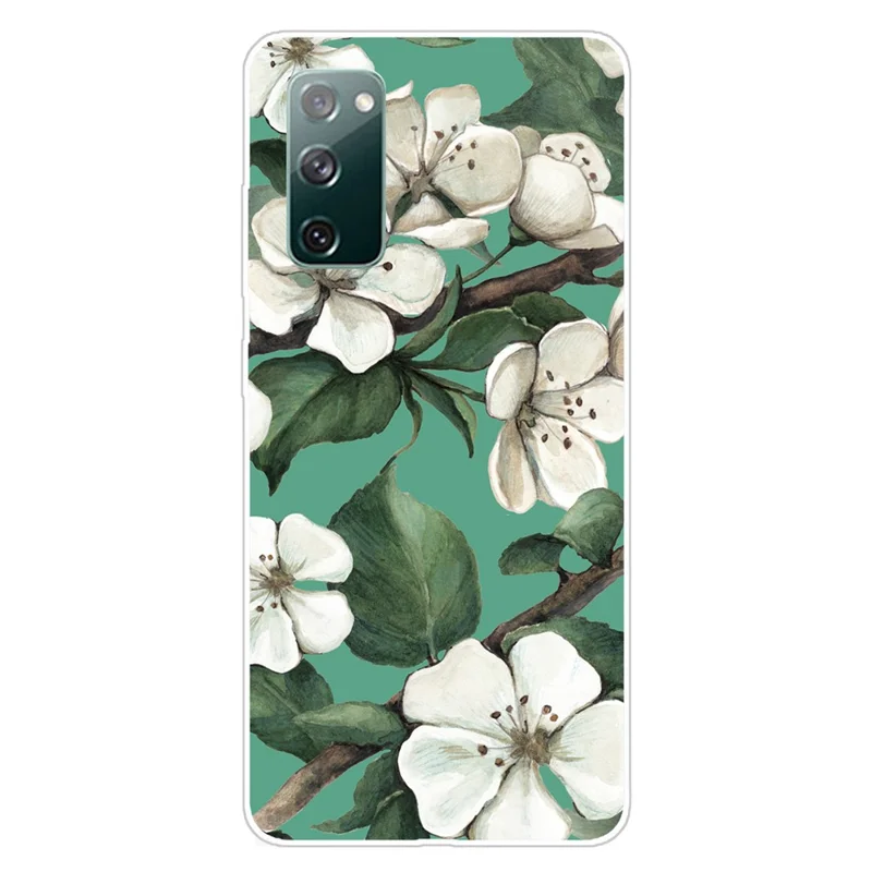 For Samsung Galaxy S20 FE/S20 Fan Edition/S20 FE 5G/S20 Fan Edition 5G/S20 Lite/S20 FE 2022 Pattern Printing IMD Soft TPU Phone Case - White Flower