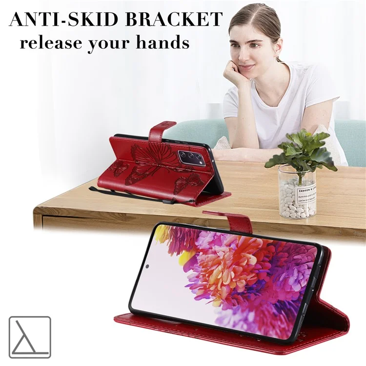Per Samsung Galaxy S20 FE/S20 Fan Edition/S20 fe 5G/S20 Fan Edition 5G/S20 Lite/S20 fe 2022 KT Imprinting Flower Series 2 Pattern Flottale Imprinting Picchio Coperchio Copertina di Copertina - Rosso